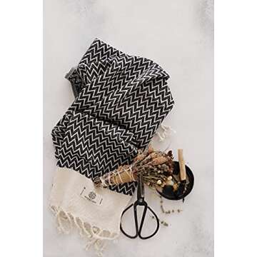 Madamelique Exclusive Hand Towels Set of 2-18 x 40 Inches - Decorative Bathroom Peshtemal Towel for Hand, Face, Hair, Yoga, Tea, Dishcloth, Kitchen and Bath - 100% Pure Cotton (Black)