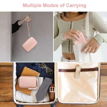 Canboc Hard Carrying Case for Maxone 250GB 320GB 500GB 1TB 2TB Ultra Slim Portable External Hard Drive HDD USB 3.0, Mesh Pocket fits Dongle, Flash Drives, USB Cable, SD Card, Rose Gold