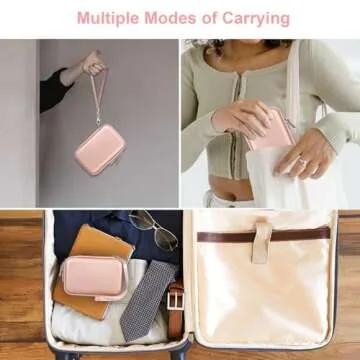 Canboc Hard Carrying Case for Maxone 250GB 320GB 500GB 1TB 2TB Ultra Slim Portable External Hard Drive HDD USB 3.0, Mesh Pocket fits Dongle, Flash Drives, USB Cable, SD Card, Rose Gold