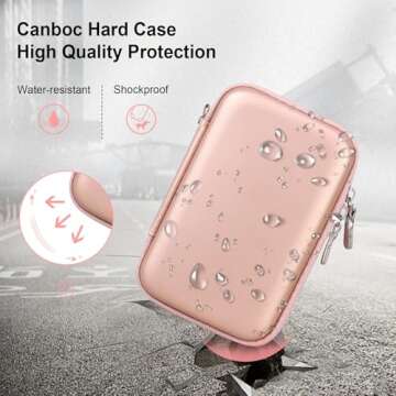 Canboc Hard Carrying Case for Maxone 250GB 320GB 500GB 1TB 2TB Ultra Slim Portable External Hard Drive HDD USB 3.0, Mesh Pocket fits Dongle, Flash Drives, USB Cable, SD Card, Rose Gold