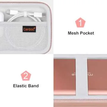 Canboc Hard Carrying Case for Maxone 250GB 320GB 500GB 1TB 2TB Ultra Slim Portable External Hard Drive HDD USB 3.0, Mesh Pocket fits Dongle, Flash Drives, USB Cable, SD Card, Rose Gold