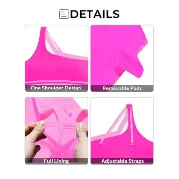Aqua Eve Women Plus Size High Waisted Bikini One Shoulder Two Piece Swimsuit Color Block Bathing Suits Pink 20W
