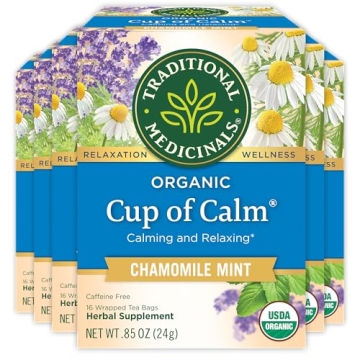 Traditional Medicinals Organic Cup of Calm Tea, Calming Chamomile Mint, 96 Bags (6 Pack)