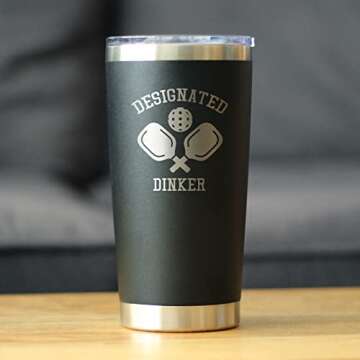 Designated Dinker - Insulated Coffee Tumbler with Sliding Lid - Stainless Steel Insulated Mug - Funn...