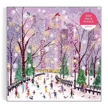 Galison Snowy Night 500 Piece Puzzle - Winter Fun for Everyone