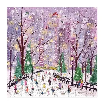 Galison Snowy Night 500 Piece Puzzle - Winter Fun for Everyone