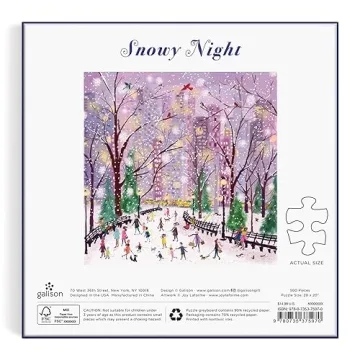 Galison Snowy Night 500 Piece Puzzle - Winter Fun for Everyone