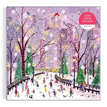 Galison Snowy Night 500 Piece Puzzle - Winter Fun for Everyone