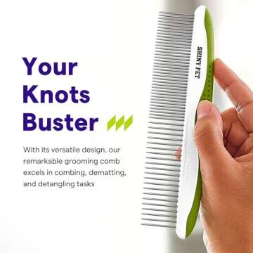 Dog Comb for Removes Tangles and Knots - Cat Comb for Removing Matted Fur - Grooming Tool with Stain...