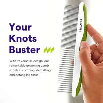 Dog Comb for Removes Tangles and Knots - Cat Comb for Removing Matted Fur - Grooming Tool with Stain...