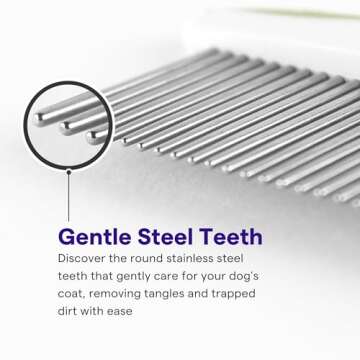 Dog Comb for Removes Tangles and Knots - Cat Comb for Removing Matted Fur - Grooming Tool with Stainless Steel Teeth and Non-Slip Grip Handle - Best Pet Hair Comb for Home Grooming Kit - Ebook Guide