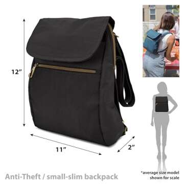 Travelon Anti-Theft Signature Slim Backpack, Black