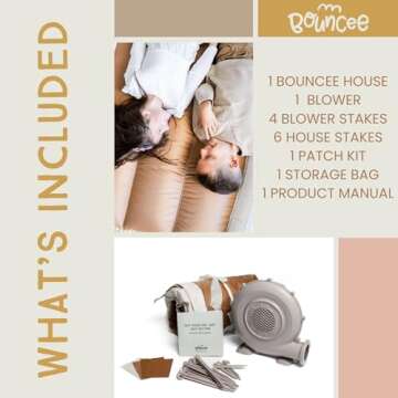 Bouncee Ultimate Bounce House with Slide | Indoor & Outdoor, Durable and Compact Fun for Kids 3-6