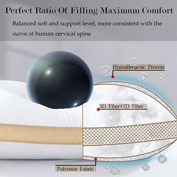 mislili Pillows King Size Set of 2, Cooling Luxury Hotel Pillows for Bed Sleeping Side Back Stomach Sleepers, Breathable Down Alternative Filling Gusseted Pillow Soft & Supportive