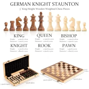 A&A 15 Inch Premium Wooden Chess Set with Checkers