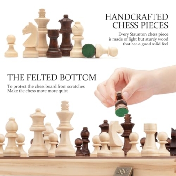 A&A 15 Inch Premium Wooden Chess Set with Checkers