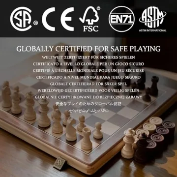 A&A 15 Inch Premium Wooden Chess Set with Checkers