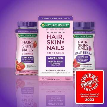 Nature's Bounty Optimal Solutions Advanced Hair, Skin & Nails Jelly Beans with Biotin, Mixed Fruit Flavor, 180 Count