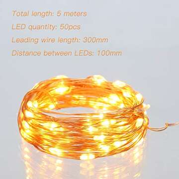 Ariceleo Led Fairy Lights Battery Operated, 4 Packs Mini Battery Powered Copper Wire Starry Fairy Lights for Bedroom, Christmas, Parties, Wedding, Centerpiece, Decoration (5m/16ft Warm White)