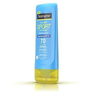 Neutrogena CoolDry Sport Sunscreen Lotion with Broad Spectrum SPF 70, Cooling Sweat- & Water-Resistant Sunscreen with Oil- & PABA-Free Formula, 5 fl. oz