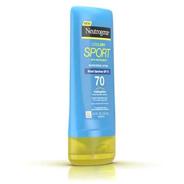 Neutrogena CoolDry Sport Sunscreen Lotion with Broad Spectrum SPF 70, Cooling Sweat- & Water-Resistant Sunscreen with Oil- & PABA-Free Formula, 5 fl. oz