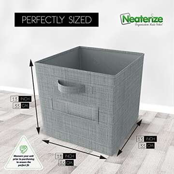 NEATERIZE Cube Storage Baskets for Organizing - 13x13 Inch - Set of 6 Heavy-Duty Storage Cubes for S...