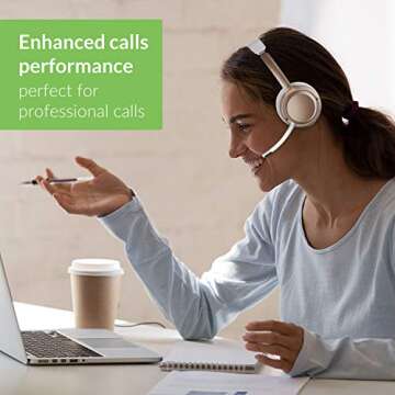 Avantree AH6B - Bluetooth On-Ear Headphones with Detachable Mic for Work in Office or at Home, Premi...