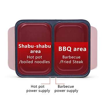 Hot Pot with Grill, Electric Hot Pot and Frying Pan, Shabu Shabu Pot with Grill, 2 in 1 Indoor NonSt...