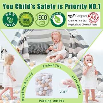 GOGOSO Play Balls for Toddlers - 100 pcs Ball Pits Balls Beige Grey White, BPA Free Plastic Balls for Ball Pit Toys Crush Balls for Boys Girls Toddlers