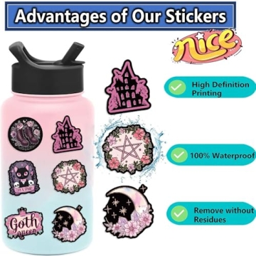 50-Piece Pink Goth Witch Stickers for Creative Souls