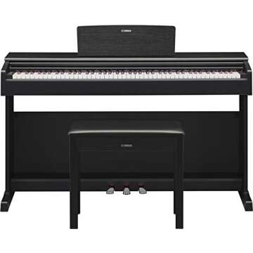 YAMAHA Arius YDP-144 Console Digital Piano - Black Bundle with Furniture Bench, Headphones, Instructional Book, Online Lessons, Austin Bazaar Instructional DVD, and Polishing Cloth