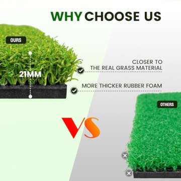 ToVii Golf Hitting Mat - 5x4ft Golf Mat, Premium Artificial Turf Golf Mat for Indoor Outdoor Training, Golf Practice Mat with 2 Rubber Tees, 7 Golf Tees and 6 Golf Balls, Golf Gifts