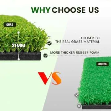 ToVii Golf Hitting Mat - 5x4ft Golf Mat, Premium Artificial Turf Golf Mat for Indoor Outdoor Training, Golf Practice Mat with 2 Rubber Tees, 7 Golf Tees and 6 Golf Balls, Golf Gifts