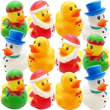 ArtCreativity Christmas Rubber Duckies for Kids - Festive Holiday Fun Pack of 12
