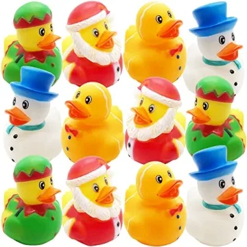 ArtCreativity Christmas Rubber Duckies for Kids - Festive Holiday Fun Pack of 12