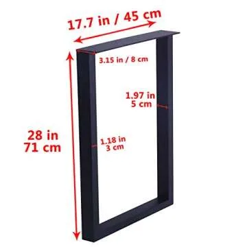 MBQQ Furniture Legs 28”Height 17.7”Wide Rustic Decory Square Tube Table Legs,Heavy Duty Metal Desk Legs,Dining Table Legs,Industrial Modern, DIY Iron Bench Legs