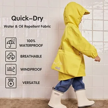 Pureborn Kids Waterproof Rain Jacket for Toddlers 2-3 Years