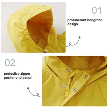 Pureborn Kids Waterproof Rain Jacket for Toddlers 2-3 Years