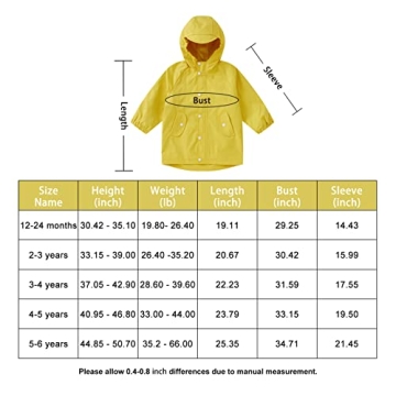 Pureborn Kids Waterproof Rain Jacket for Toddlers 2-3 Years