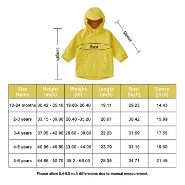 Pureborn Kids Waterproof Rain Jacket for Toddlers 2-3 Years
