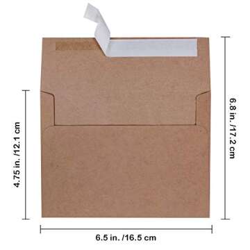 Winlyn 150 Pcs Bulk A6 Invitation Envelopes in Brown Kraft Peel & Seal Self-Seal 4 3/4 x 6 1/2 Envel...