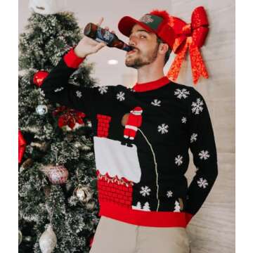 Tipsy Elves Light Up Ugly Christmas Sweaters for Men - Funny Holiday Pullover with LED Lights for Winter Gatherings
