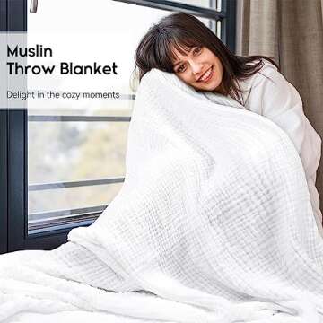Yoofoss Muslin Blanket 100% Cotton Summer Blanket Large Twin Size 60" x 80" for Bed Couch 6-Layer Ga...