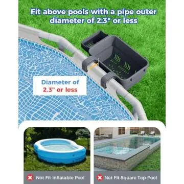 VICHTOP Poolside Storage Basket for Above Ground Pools, Above Ground Pool Accessories, Swimming Pool Storage Basket with Pool Cup Holder, Versatile Organization for Pool Accessories(2 Pack)