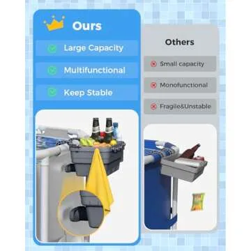 VICHTOP Poolside Storage Basket for Above Ground Pools, Above Ground Pool Accessories, Swimming Pool Storage Basket with Pool Cup Holder, Versatile Organization for Pool Accessories(2 Pack)