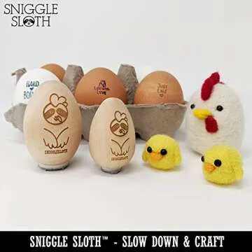 Chicken Running Laying Eggs Chicken Egg Rubber Stamp - 1/2 Inch Mini