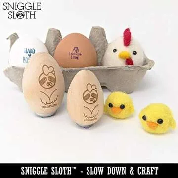Chicken Running Laying Eggs Chicken Egg Rubber Stamp - 1/2 Inch Mini
