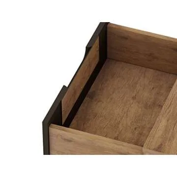 Manhattan Comfort Rockefeller Nightstand with Drawers, Mid Century Modern Bedside Table, Minimalist Display and Storage Organizer, Ideal for Bedroom and Living Room, Nature/Textured Grey