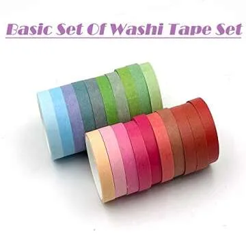 20 Rolls Washi Tape Set, Colored Washi Masking Tape 7.5mm Wide, Thin Decorative Tape for Bullet Journal, Book, Planner, Scrapbooking, DIY Arts Crafts