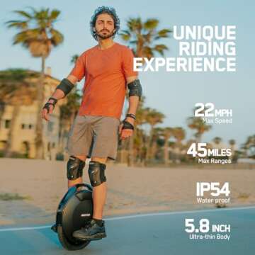 INMOTION V8S Electric Unicycle One Wheel Self Balancing Scooters for Adults,16 Inch Smart Electric M...
